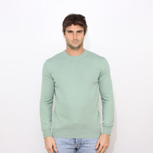 Maglia girocollo in cotone verde sorbetto