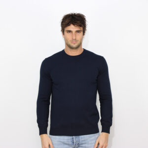 Maglia girocollo in cotone blu