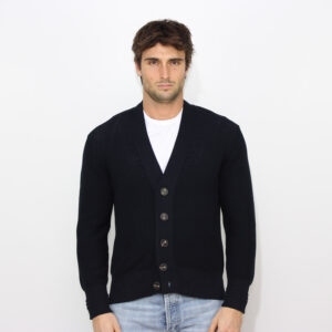 Cardigan in punto riso blu notte