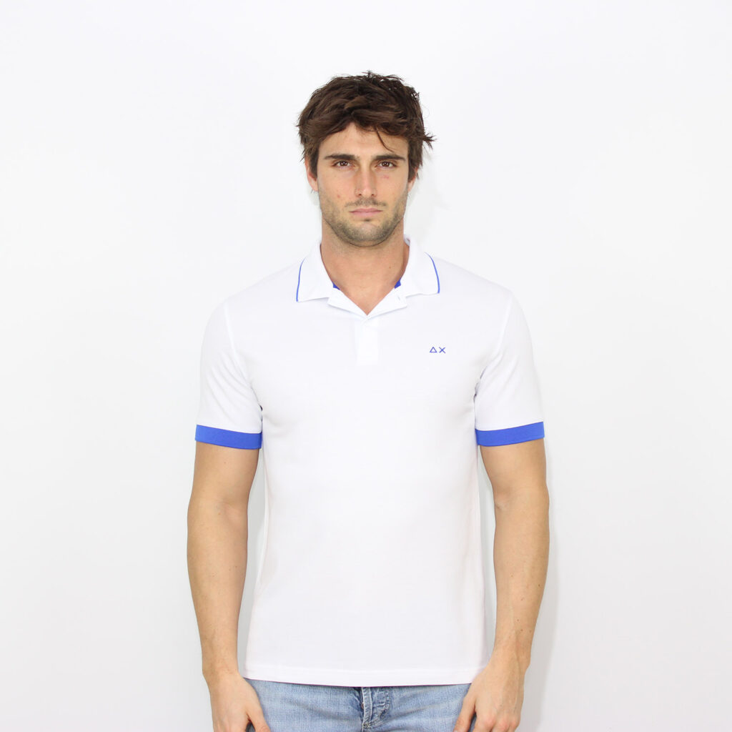 Polo small stripe fluo elasticizzata bianco