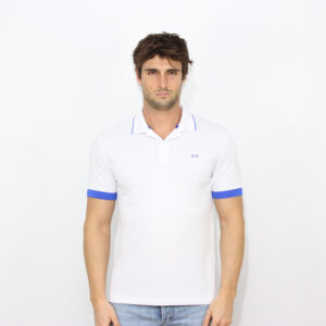 Polo small stripe fluo elasticizzata bianco