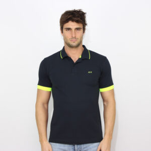 Polo small stripe fluo elasticizzata blu navy