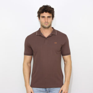 Polo small stripes on collar elasticizzata marrone