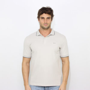 Polo small stripes on collar elasticizzata gesso