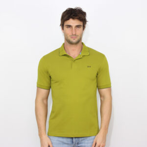 Polo small stripes on collar elasticizzata oliva