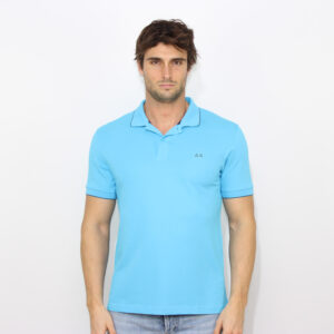 Polo small stripes on collar elasticizzata turchese