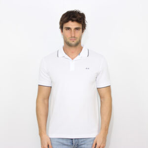 Polo small stripes on collar elasticizzata bianco