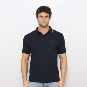 Polo small stripes on collar elasticizzata blu navy