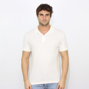 Polo jersey slub bianco latte
