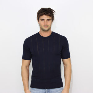 T-shirt in filo a coste piatte blu