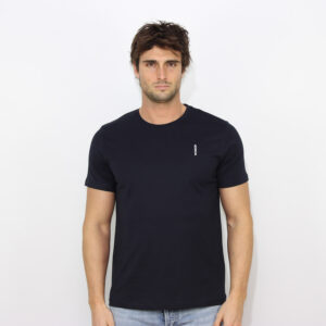 T-shirt regular in jersey stampa logo verticale blu