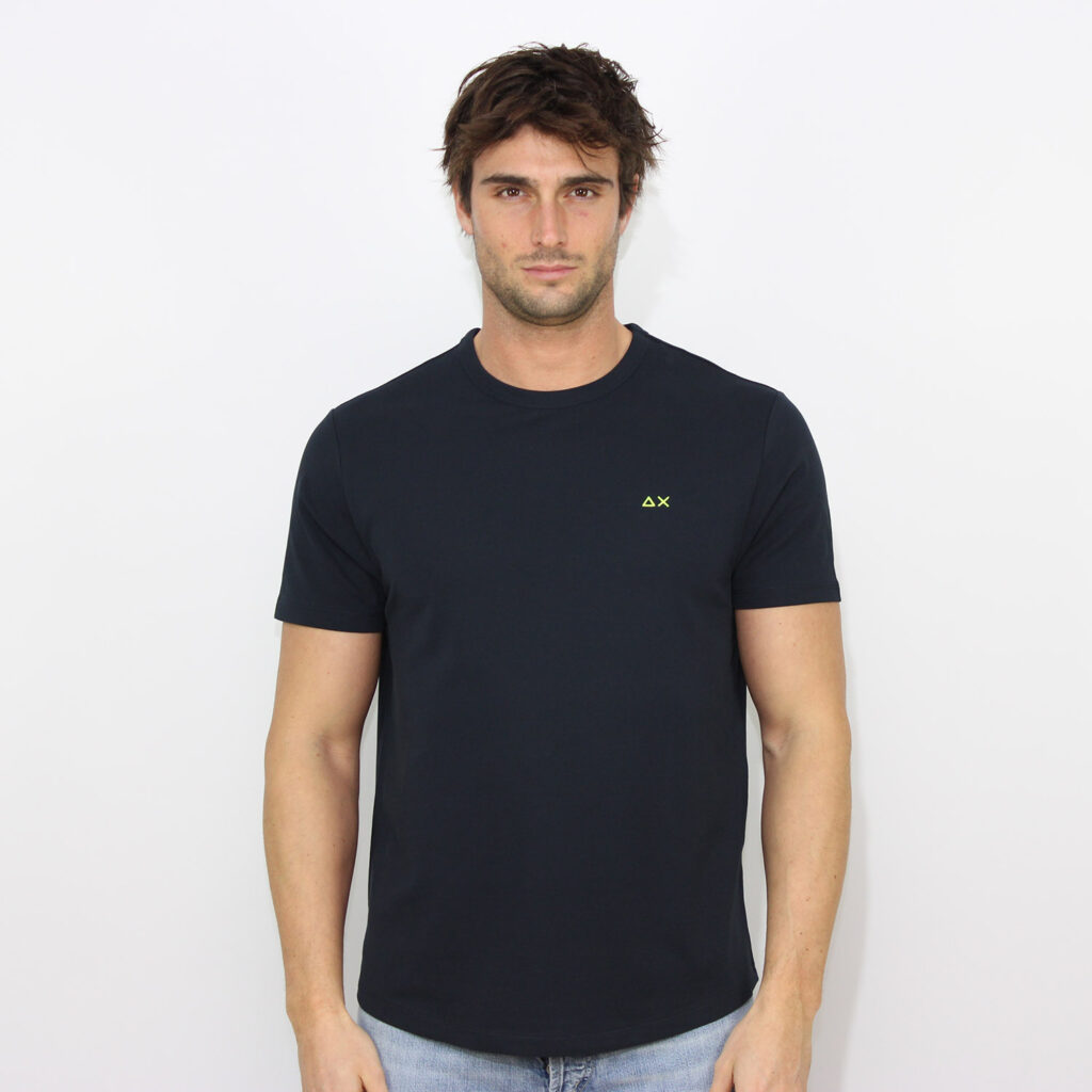 T-shirt in piquet elasticizzata blu navy