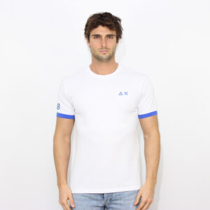 T-shirt in piquet elasticizzata logo fluo bianco