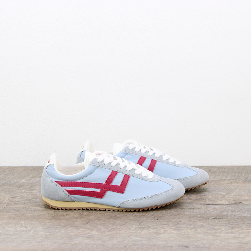 Scarpa Racer 77 in nylon azzurra e rossa