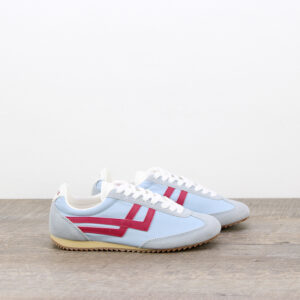 Scarpa Racer 77 in nylon azzurra e rossa