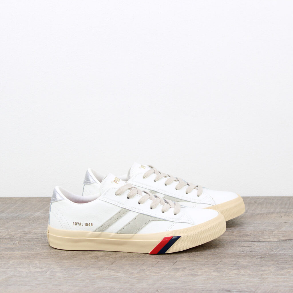 Scarpa Royal Classic in pelle bianca e argento