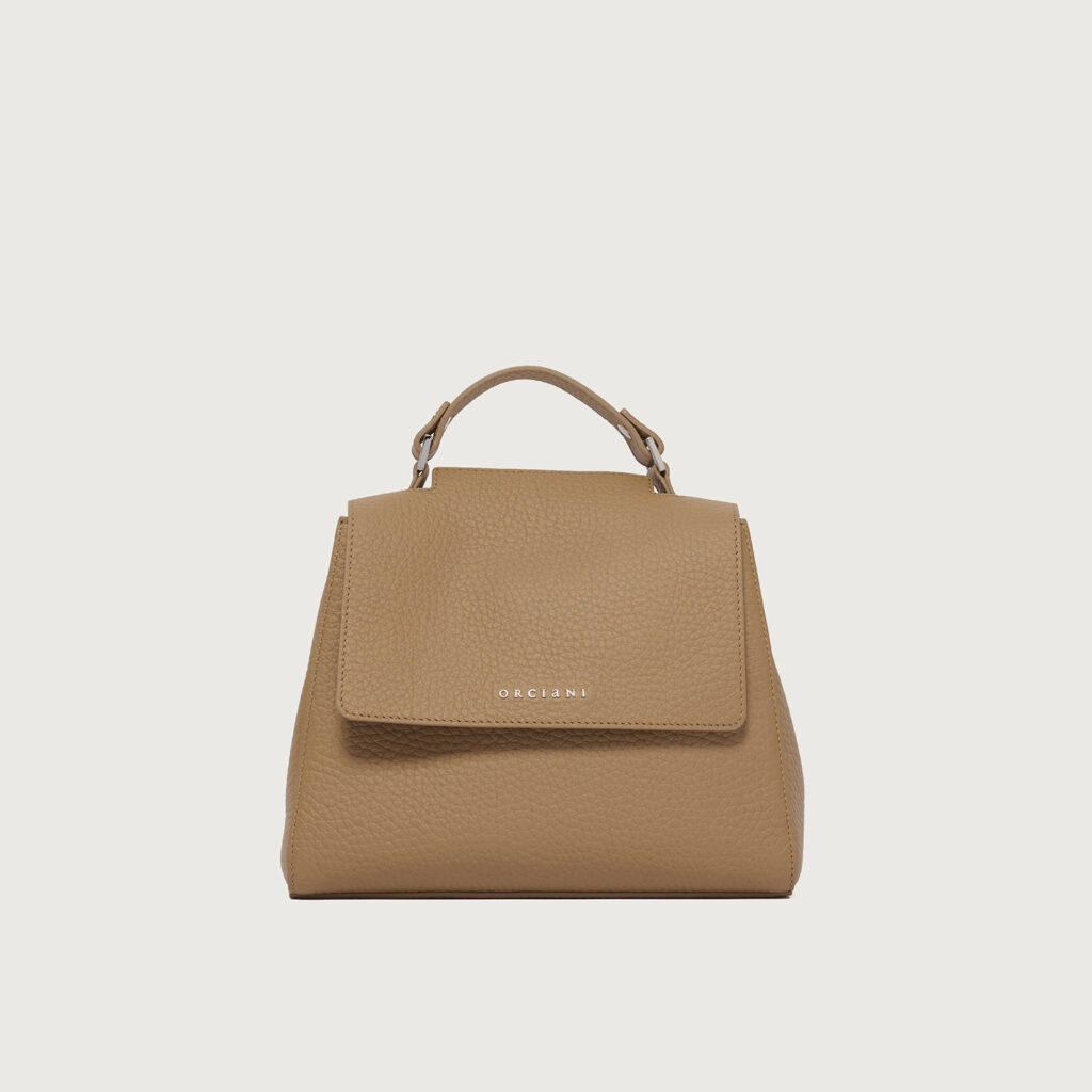 Borsa Sveva soft piccola in pelle con tracolla biscotto
