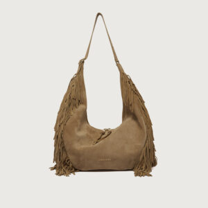 Borsa Isola Fringe large peach in suede biscotto