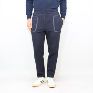 Pantalone jogger Schmitt in misto cotone stretch con nastrature gommate blu grafite