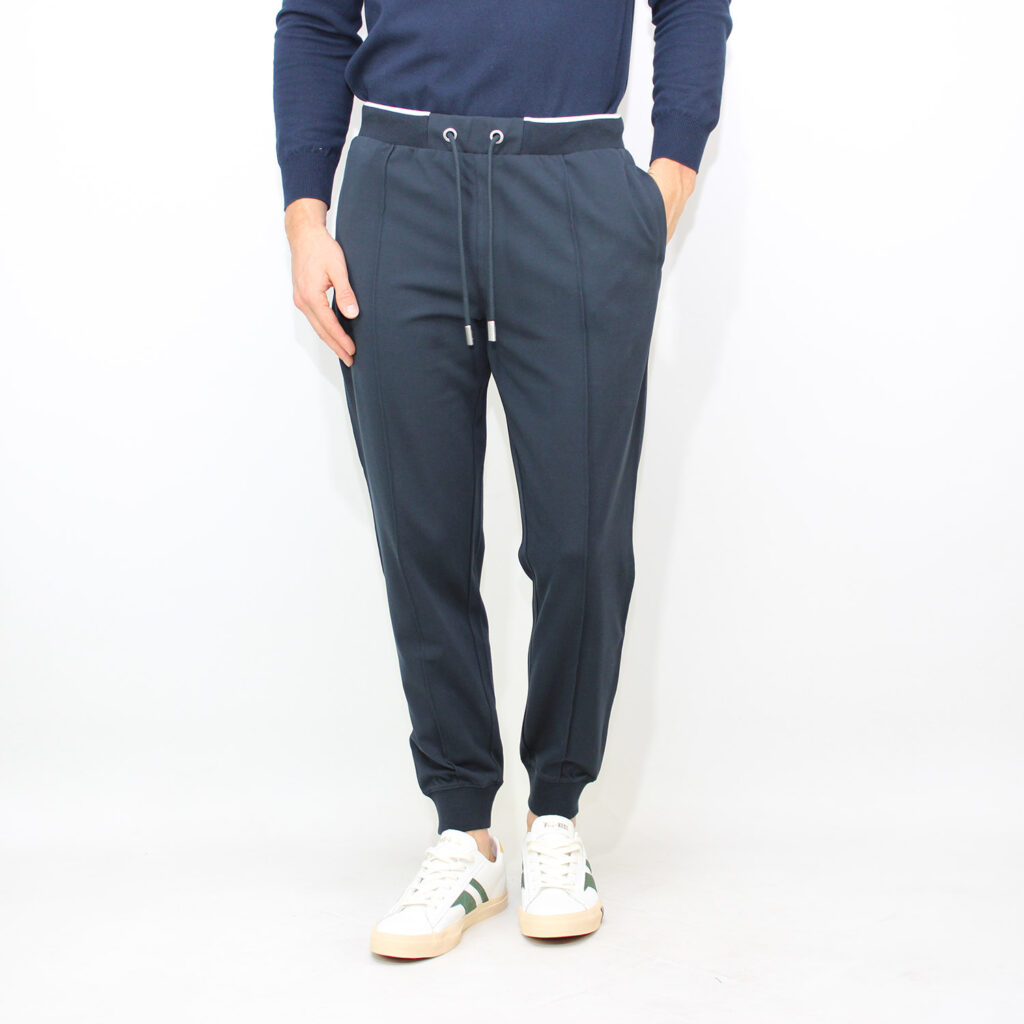 Pantaloni jogging in piquet di cotone blu navy