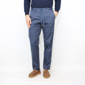Pantalaccio in tessuto cotone lyocell stretch blu