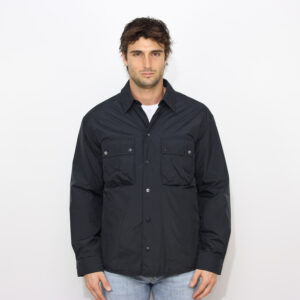 Overshirt in tela nylon blu grafite
