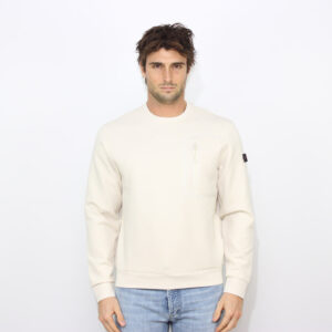 Felpa girocollo Gorie con taschino e nastrature pergamena