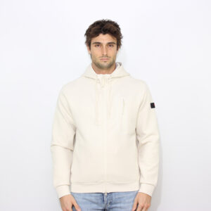 Felpa Parker con cappuccio e taschino sul petto pergamena