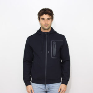 Felpa Parker con cappuccio e taschino sul petto blu grafite