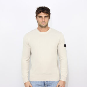 Maglia girocollo Caliper in tricot di cotone pergamena