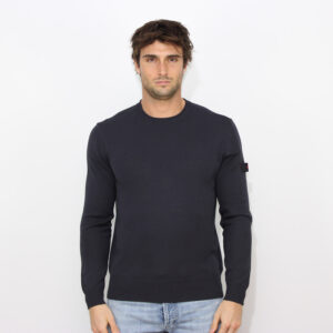 Maglia girocollo Caliper in tricot di cotone blu grafite