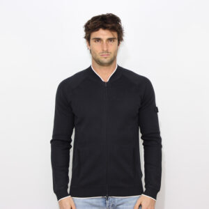 Maglia fullzip Mosk effetto felpa blu grafite