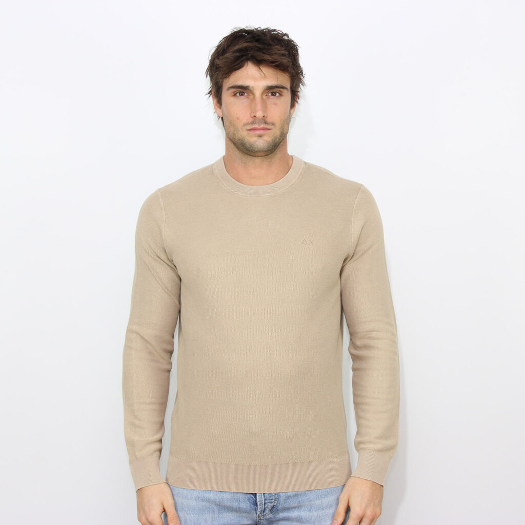 Maglia girocollo nido d'ape stone