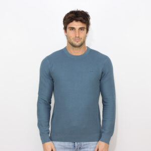 Maglia girocollo nido d'ape blu avio scuro