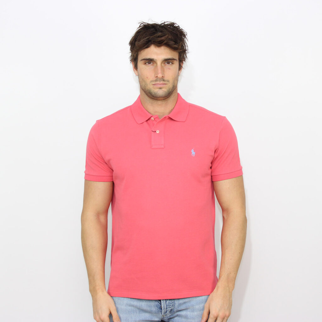 Polo in piquet custom slim red sky