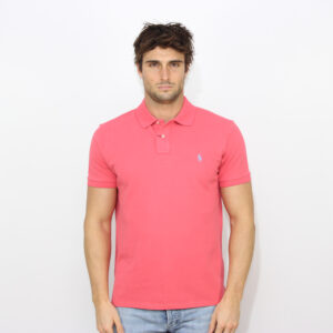 Polo in piquet custom slim red sky