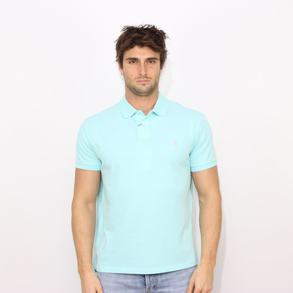 Polo in piquet custom slim new aqua