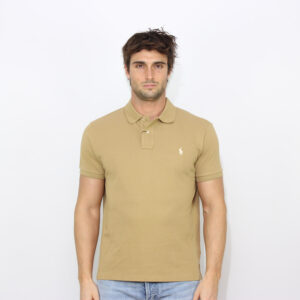 Polo in piquet custom slim cafè tan