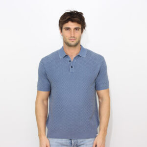 Polo Keirin in filo con motivo geometrico avio