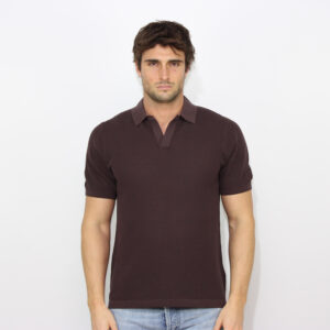 Polo Sloan mesh in filo marrone