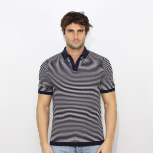 Polo Sloan small line in filo blu