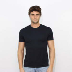 T-shire Zole in piquet stretch di cotone e seta blu grafite