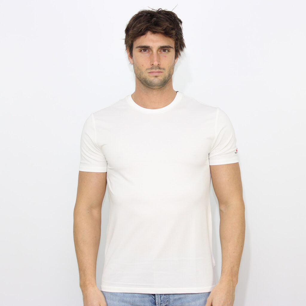 T-shire Zole in piquet stretch di cotone e seta papiro
