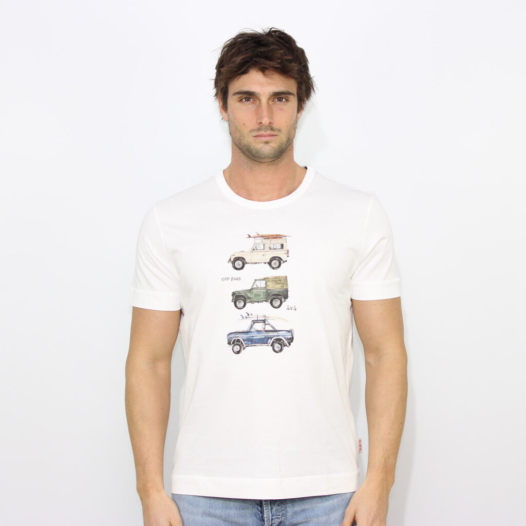 T-shirt stampa 4x4 bianco