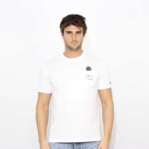T-shirt con taschino stampa e ricamo James watch bianco