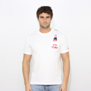 T-shirt con taschino stampa e ricamo Yes Coke bianco