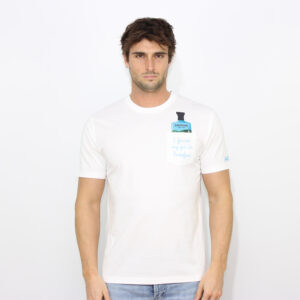 T-shirt con taschino stampa e ricamo Portofino Dry Gin bianco
