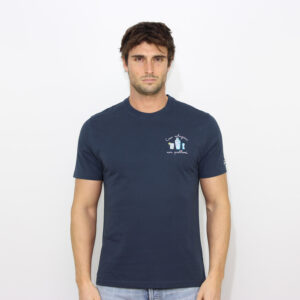 T-shirt ricamata barman soluzioni blu