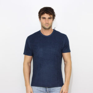 T-shirt Gary in spugna con ricamo blu