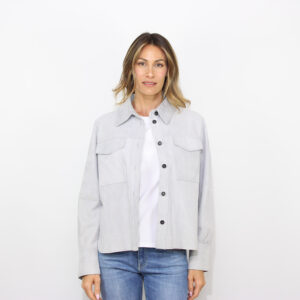 Giacca camicia Apogeo in camoscio azzurro polvere